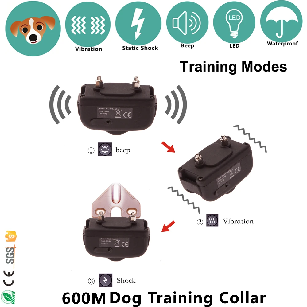 3 режима Tone Vibration Shock e-collar Remote 600m ошейники для собак PTL600 дома | Дом и сад