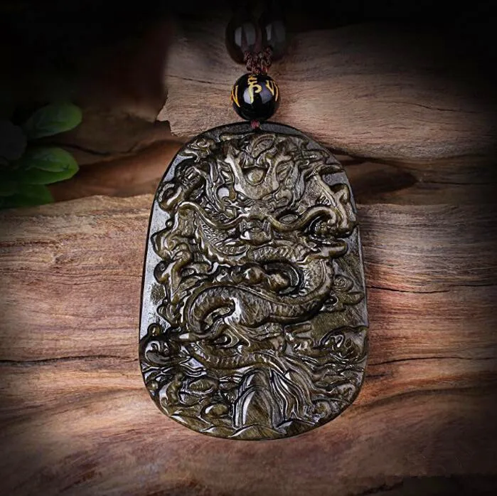 Природные обсидиана Дракон бренд кулон баки jin Яо камень zhaocai перевалка защитный