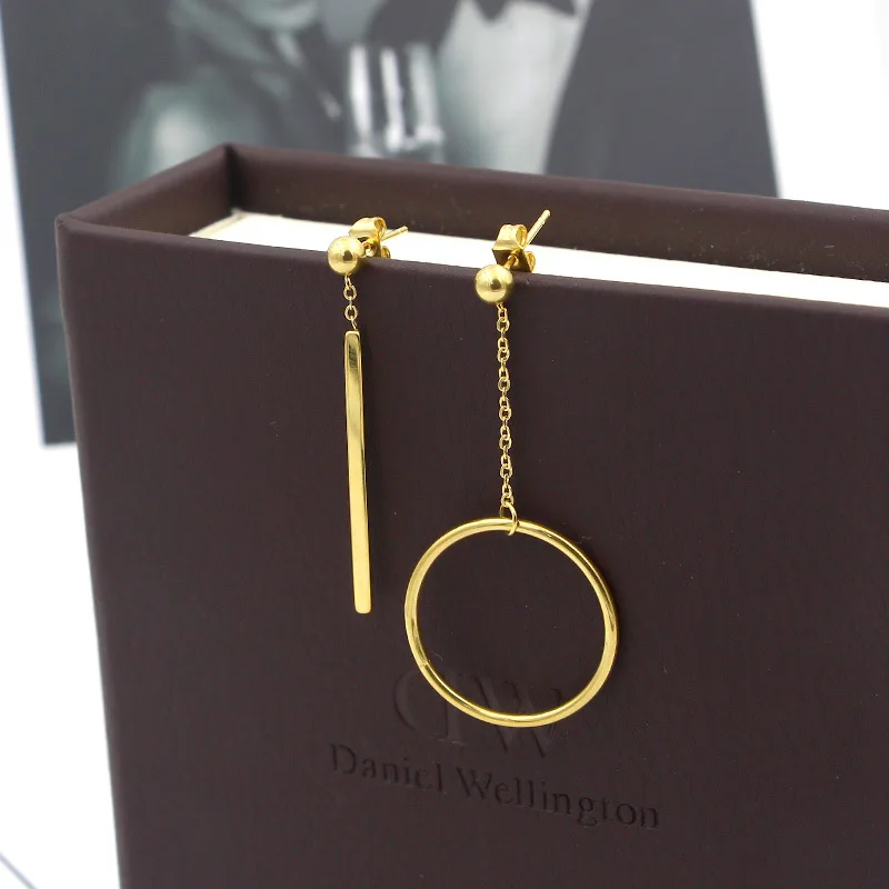 2018 модный бренд леди большой круг квадрат асимметрия Серьги-гвоздики