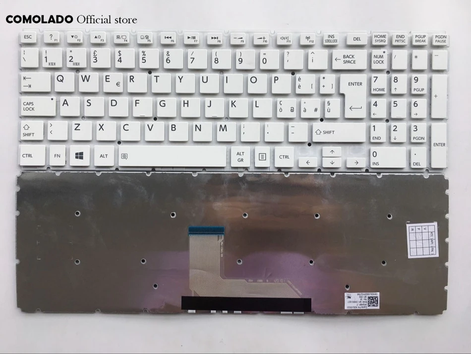 Фото Итальянская клавиатура для Toshiba Satellite L50 B L50D белая без рамки раскладка