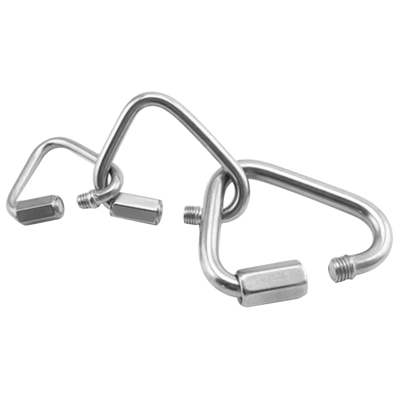 

5Pcs M6 304 Stainless Steel Repair Hiking Camping Quick Link Ring Triangle-type Quick Screw Link Chain Fastener Hook Carabiner