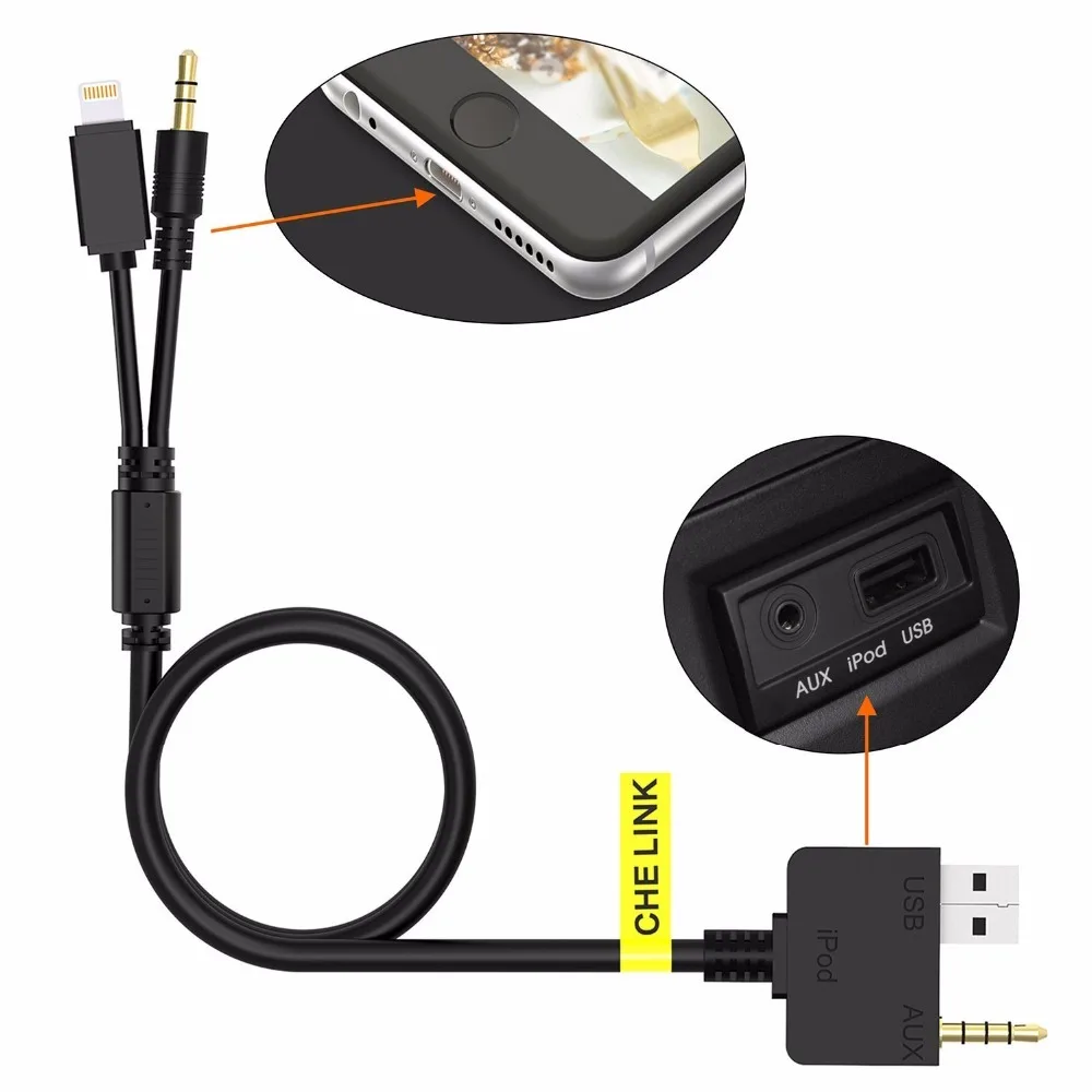 CHELINK 3,5 мм AUX USB музыка Интерфейс освещения зарядный кабель Fit KIA hyundai для iPhone 6S/6/6 Plus/5S/5/5C/iPod и iPad