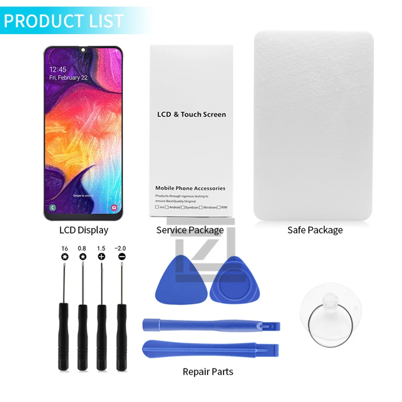 Для samsung galaxy A50 lcd A505F/DS A505F A505A кодирующий преобразователь сенсорного экрана в сборе с рамкой для samsung A50 дисплей запасные части