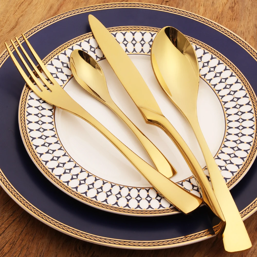 Набор столовых приборов из нержавеющей стали розовое золото 24 шт.|knife fork set|steel cutlery