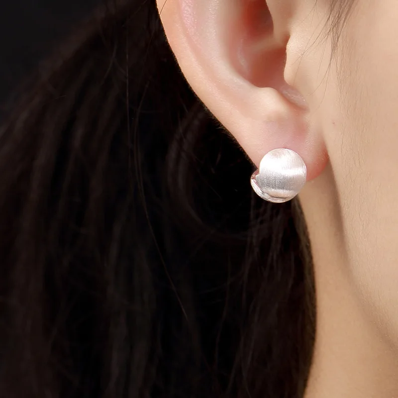 

BALMORA Real 925 Sterling Silver Simple Drawing Stud Earrings for Women Girl Gift Vintage Elegant Fashion Jewelry Brincos