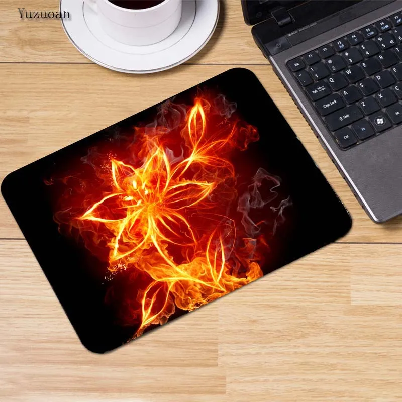 Yuzuoan Fire Flower цифровой художественный аниме компьютерный игровой коврик для мыши