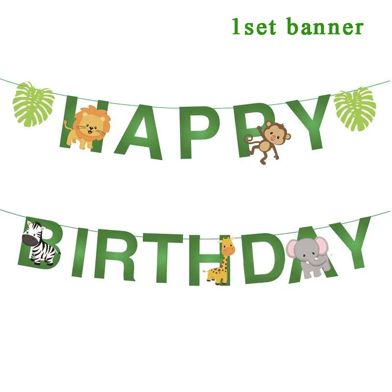 1pc happy birthday Джунгли вечерние одноразовые столовые приборы для вечеринок Лев скатерть стол Декор тарелки чашки Счастливый 1-й День Рождения украшения Дети Мальчики - Цвет: 1pc happy birthday