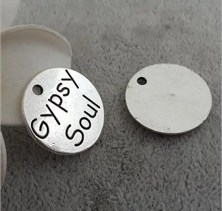 High Quality 20 Pieces/Lot Diameter 20mm Antique Silver Plated Gypsy Soul Round Charm Culture Saying Pendant | Украшения и