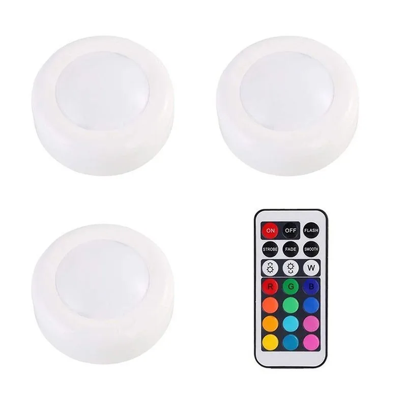 3 lamp 1 controller Binval RGB 12 цветов под шкаф светильник с регулируемой яркостью для кухни светодиодный шайба светильник s беспроводной шкаф лестница Прихожая Ночная лампа - Цвет: 3 lamp 1 controller