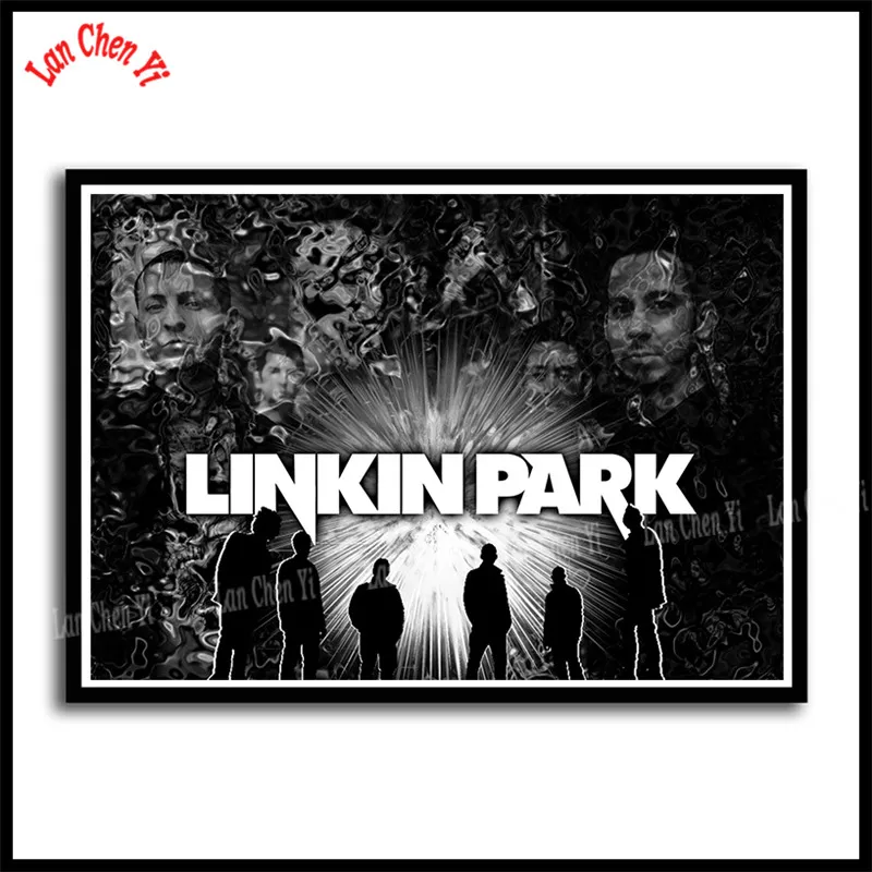 Зеленый Linkin park Рок-Группа с белым покрытием бумажные плакаты Европейская и американская музыка звезда декоративная живопись кафе бар плакаты - Цвет: Зеленый