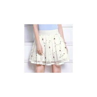 2018 mesh embroidery floral a line skirt mini black white women skirts summer flared tutu sexy midi plus size girl clothes