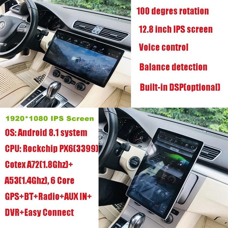 12," 2DIN универсальный автомобильный dvd-плеер 1920*1080 ips сенсорный экран android 8,1 Автомагнитола gps PX6 6 ядер DDR3 Автомобильная магнитола gps навигация