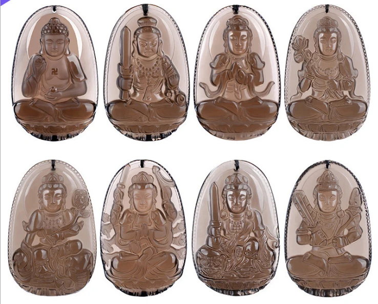 Natural Ice Obsidian Lucky Amulet Pendant Necklace Carving Natal Buddha Eight Patron Saint Chinese Twelve Zodiac Jewelry | Украшения и