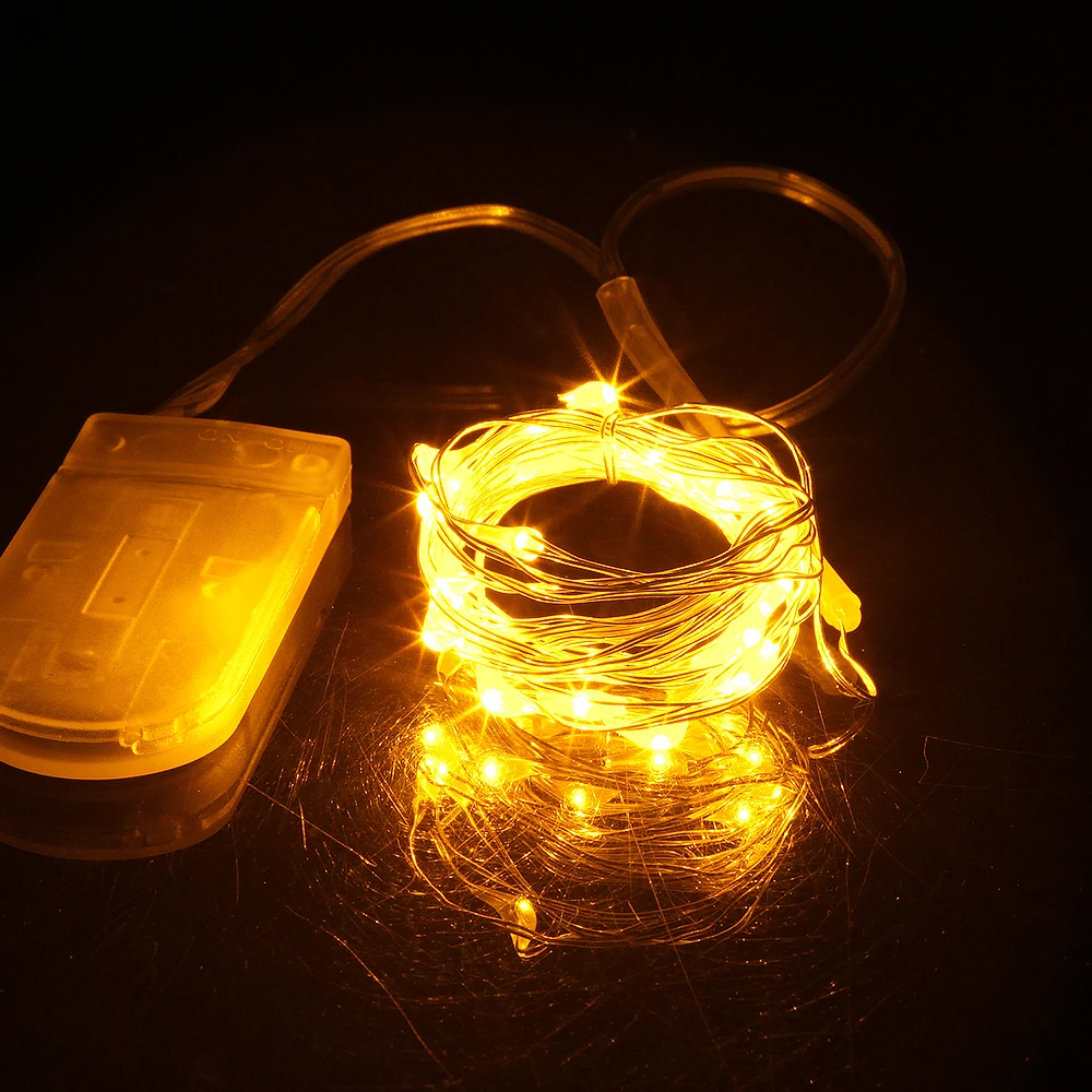 2 м 20LED медная серебряная проволока гирлянды водонепроницаемый праздничное освещение для сказочной рождественской елки Свадебная вечеринка украшения