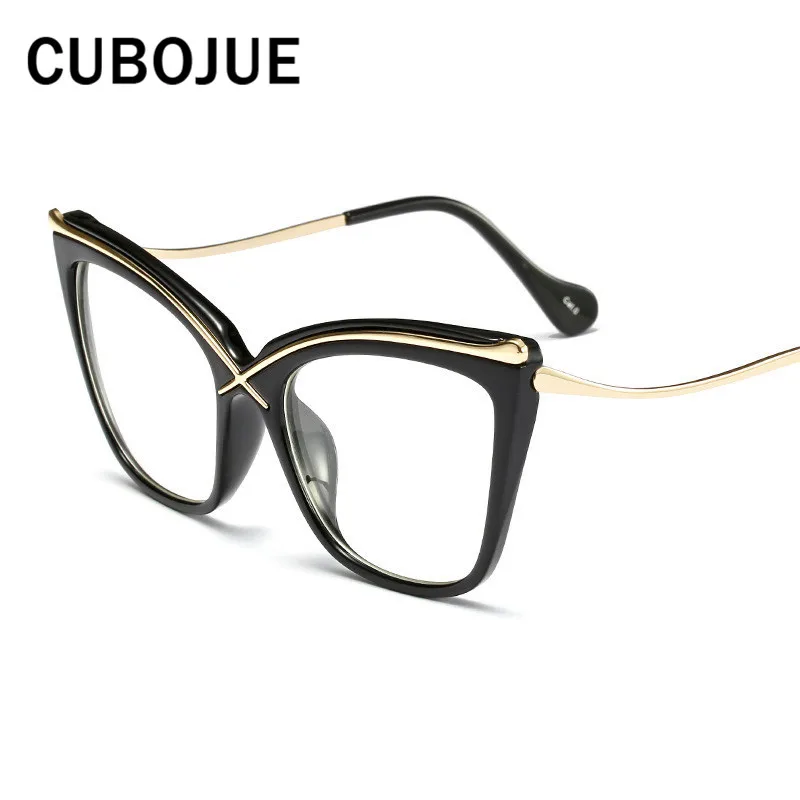 Cubojue женские очки большого размера прозрачные кошачий глаз с большим лицом