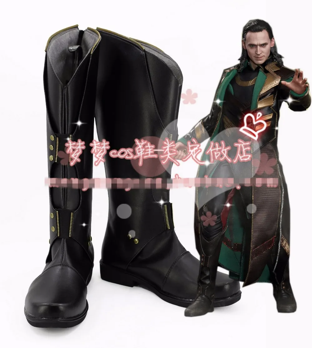 Loki/Бесплатная доставка обувь для костюмированной вечеринки черные высокие