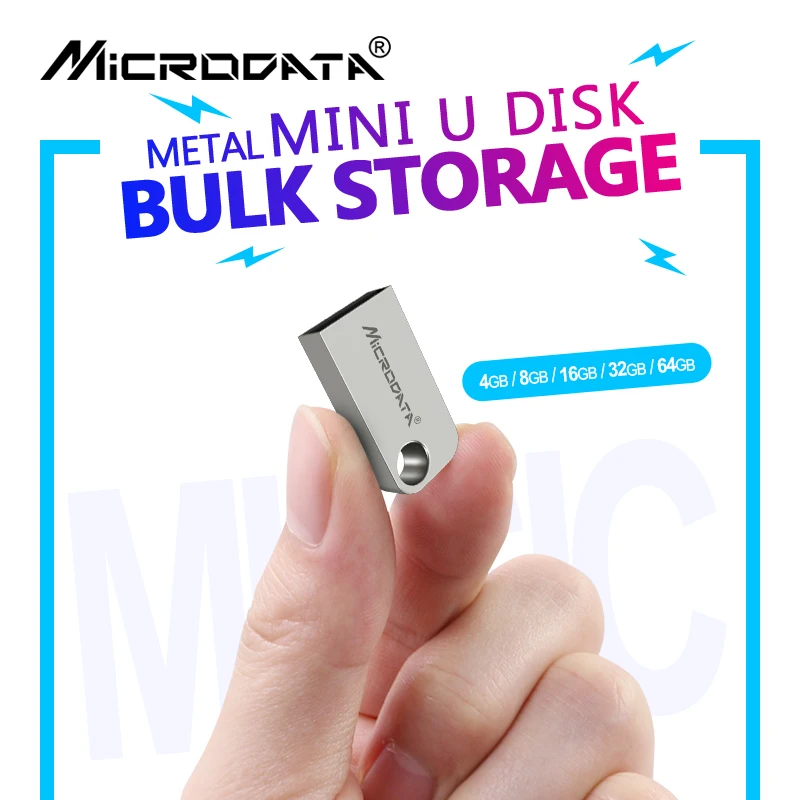 Супер мини металлический флэш накопитель USB 100% настоящий 64 ГБ 32 16 8 4 Серебристые