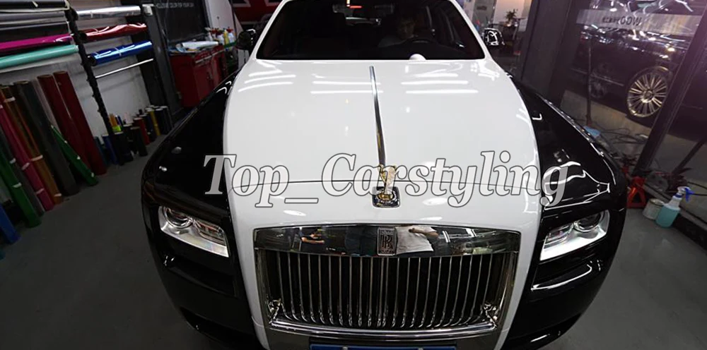150x50 см (59x19 дюймов) ультраблестящая белая/черная автомобильная пленка Виниловая