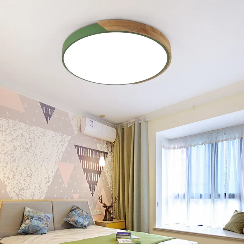 

High quality New Ceiling lights LED Wooden Ceiling Lamps Modern lamps for living room Round Pink Yellow Home Lighting Art Decor