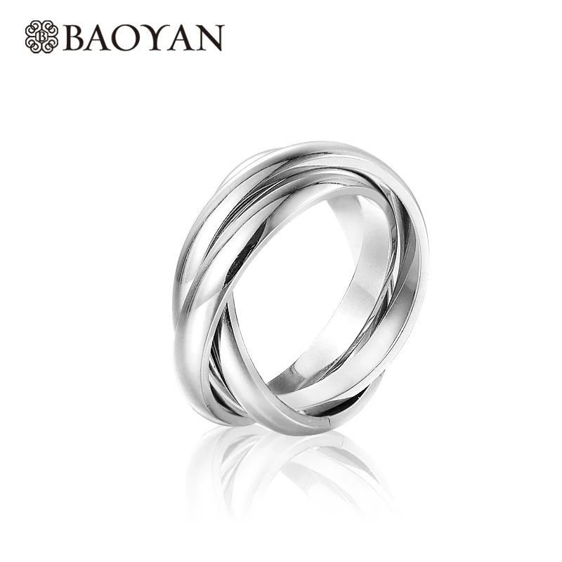 Black Baoyan, модное кольцо из нержавеющей стали, троица, золото, серебро, розовое золото, трехцветное крестовое кольцо, титановая сталь, кольца для мужчин и женщин - Цвет основного камня: Black