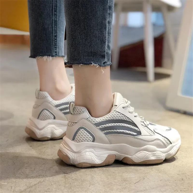Женские массивные кроссовки повседневная сетчатая обувь на платформе высокие