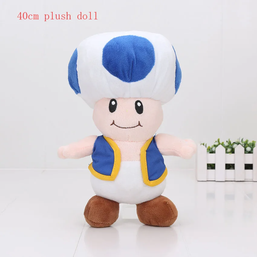 40cm blue plush 18-40 см Игра Супер Марио Bros плюшевый гриб жаба брелок с динозавриком Йоши Подвески Мягкие плюшевые куклы игрушки подарки - Цвет: 40cm blue plush