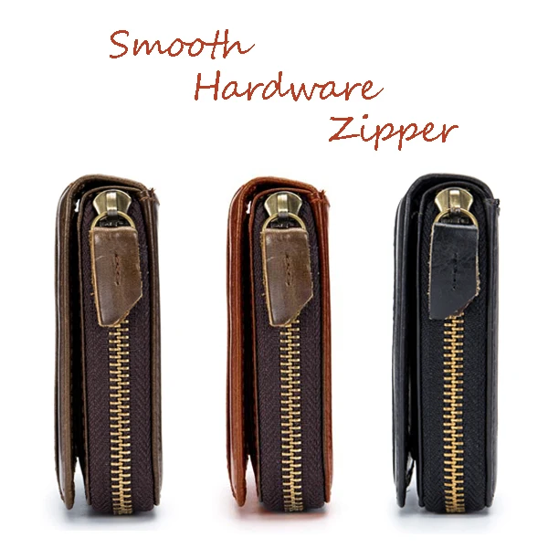 Bullcaptain RFID Antimagnetic Vintage Genuine Leather 11 Card Slots Coin Bag Wallet For Men