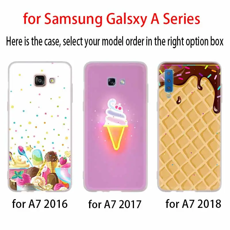 Case For Samsung A32 A52 A72 A12 A42 5g A21S A50 A51 A3 A5 A6 A7 A8 Plus 2018 2017 Cover Melt Ice cream Fancy Rainbow Swirl | Мобильные