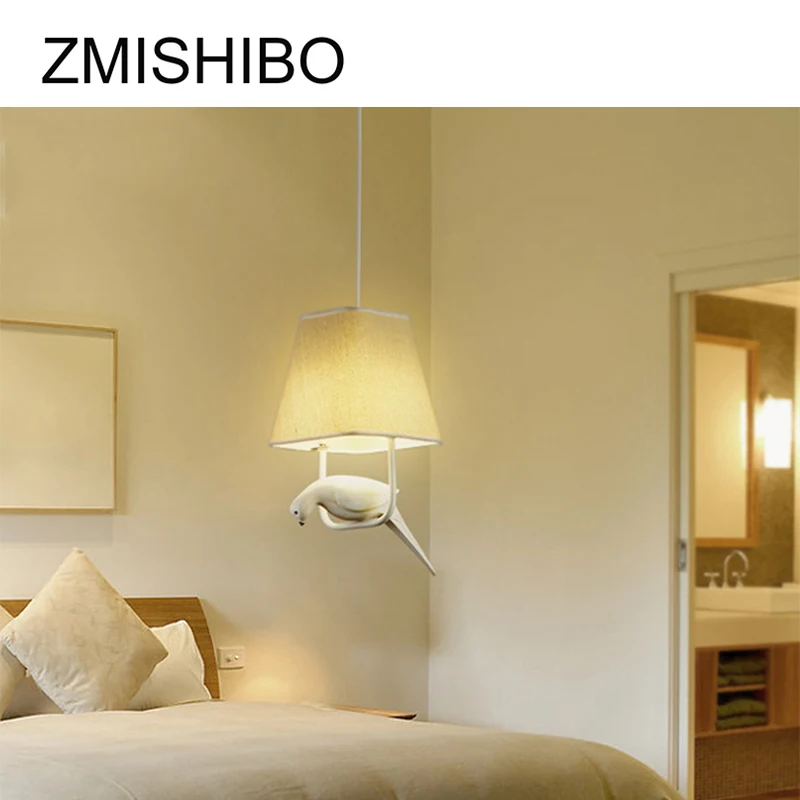 ZMISHIBO Настольная лампа E27 квадратная бежевая тканевая с птицами|lamp shade|e27 pendantpendant