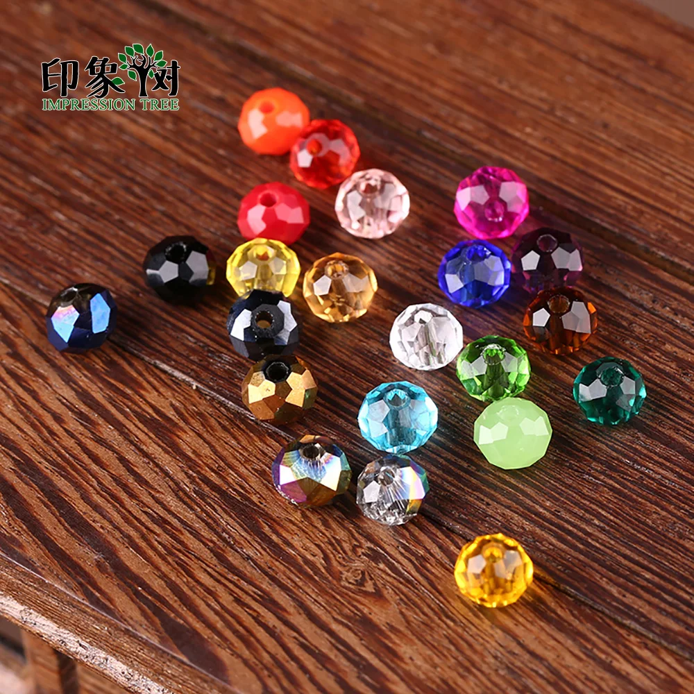 

100Pcs Multi Color 4.5*6mm Crystal Faceted Beads Rondelle Glass Beads Loose Spacer Beads For Necklace DIY Jewelry Making 2114