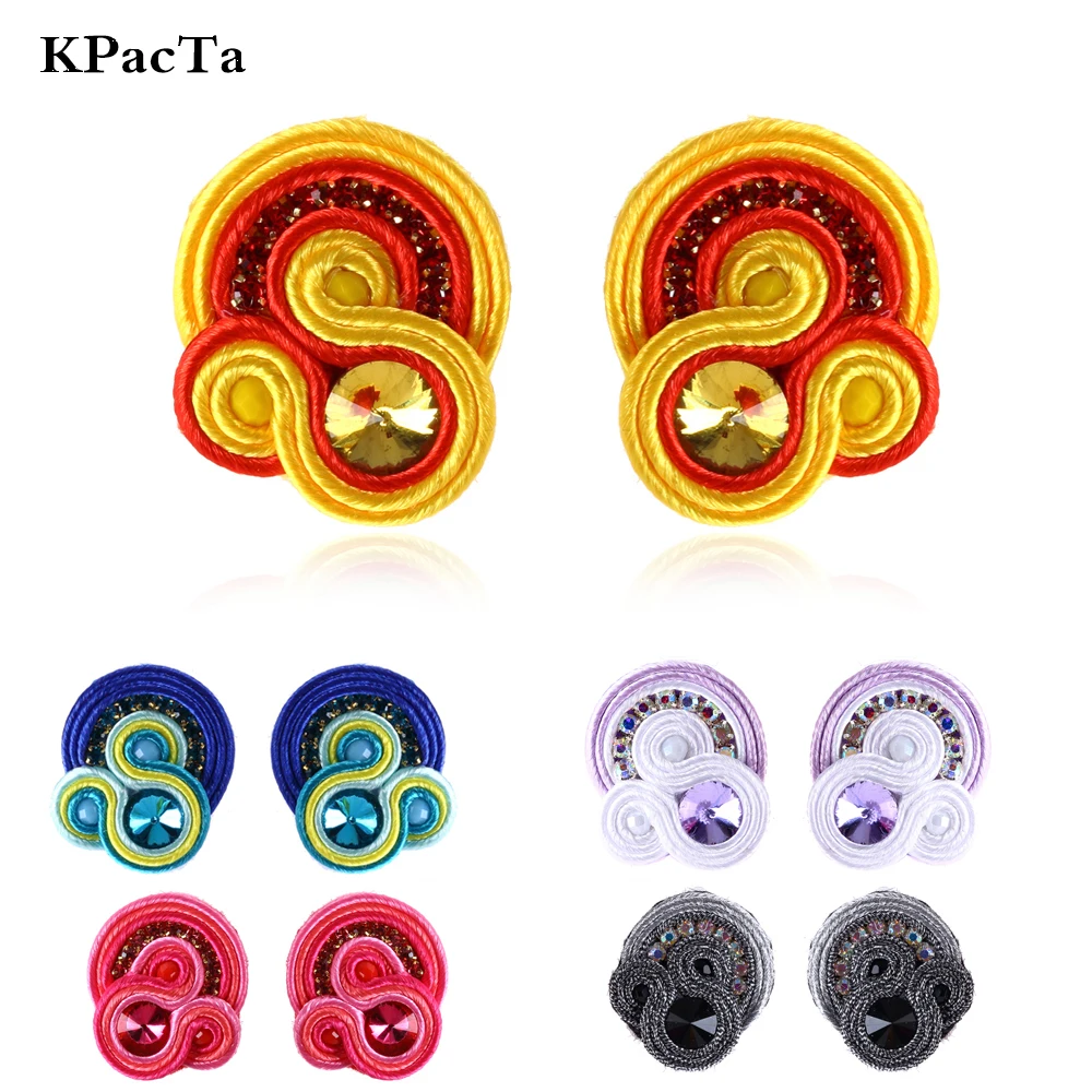 KPacTa Новые плетеные серьги ручной работы в этническом стиле женские с кристаллами