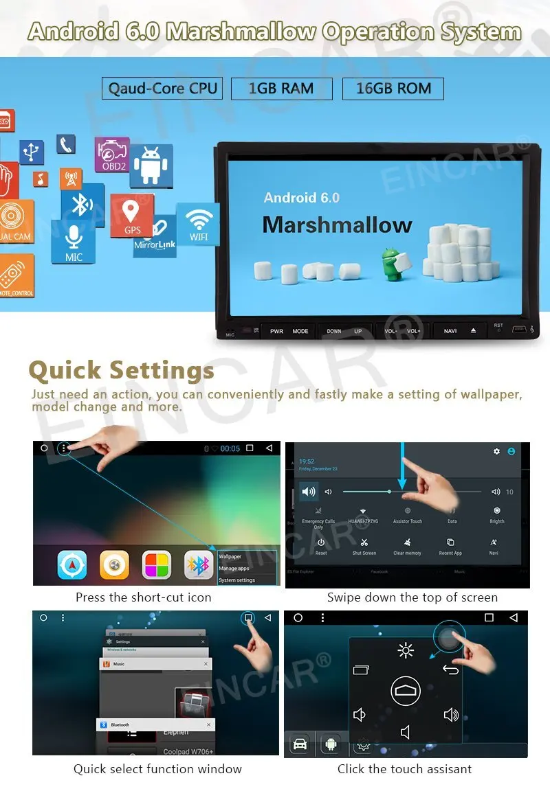 Android6.0 7 дюймов gps Navi Автомобильный dvd плеер в головном блоке 2din автомобильный