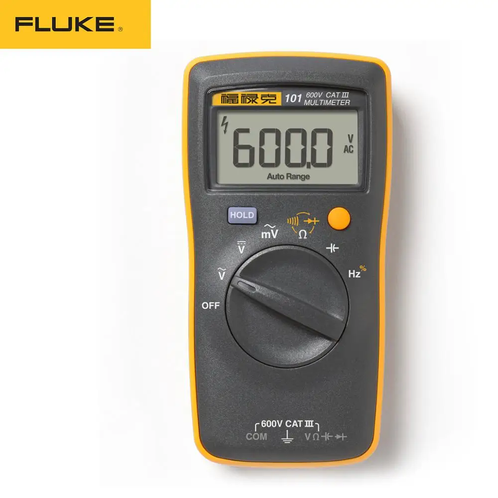 Fluke 101 Mini Digital Multimeter auto range for AC/DC Voltage Resistance Capacitance Frequency duty cycle tester