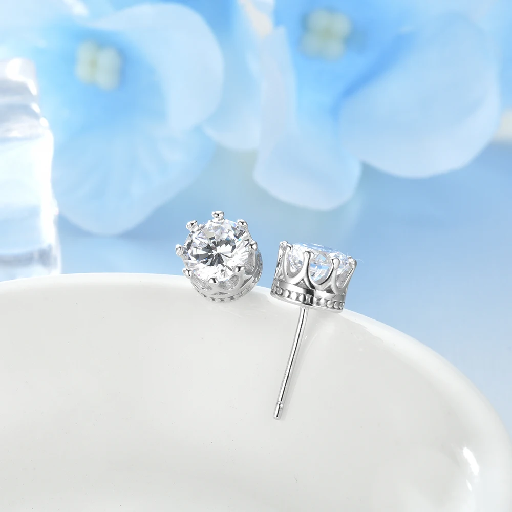 LZESHINE 100% 925 Sterling Silver CZ Stud Earrings для Для женщин ювелирные изделия Классический Princess