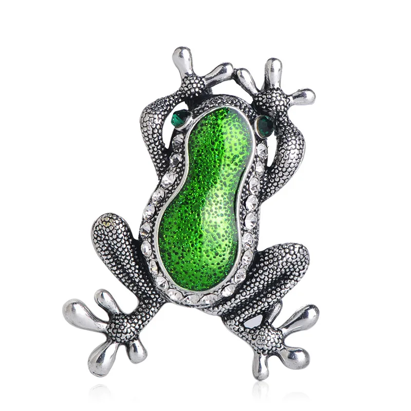 Винтажные эмалированные броши в форме зеленой лягушки ювелирные изделия с