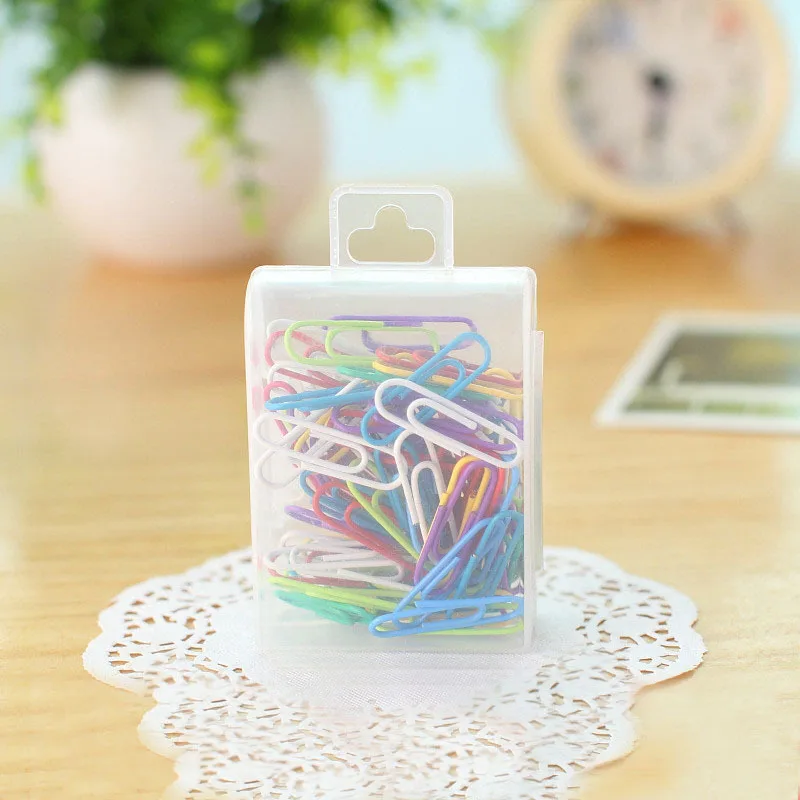 

MIX Color Paper Clips Student Stationery samll Metal Clip CUTE Office Accessories BOOKMARK 80Pcs/lot 28MM