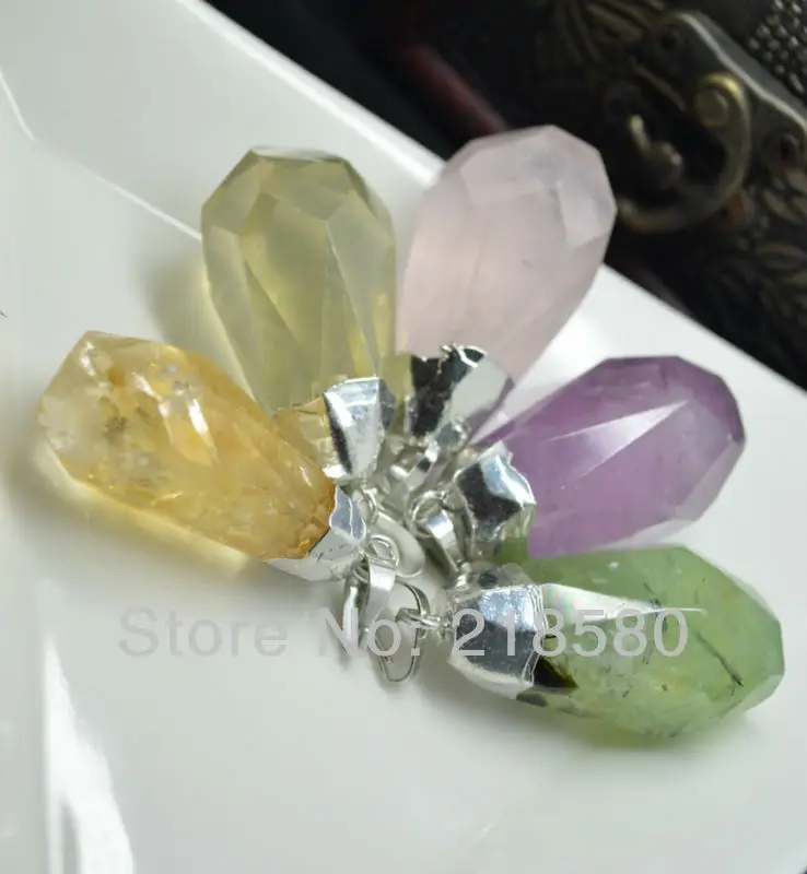 H-RQP066 Mix граненые кристаллы цитрины розовый кварцевый кристалл Аметист подвеска