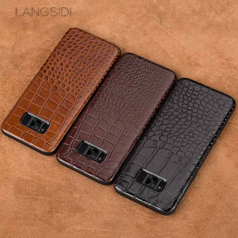 wangcangli phone case For Samsung Galaxy S8 Plus Real Calf leather Back Cover Case/crocodile texture Leather Case |