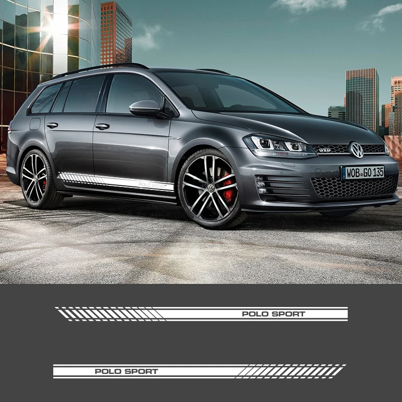 2 шт., наклейка для автомобиля, боковая юбка, наклейка POLO GOLF GTII для Volkswagen Polo, Volkswagen Atlas, Tiguan, Passat, Arteon