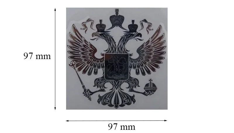 97 на 97 мм Герб России металлостикер наклейка на авто из металла для автомобиля русский орел герб на машину на стекло