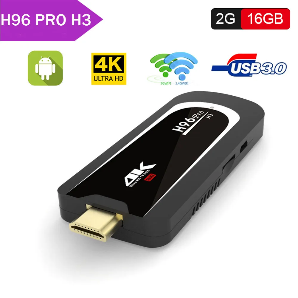 H96 Pro H3 мини-ПК Amlogic S905X четырехъядерный Android 7,1 tv Dongle 2GB ram 16GB 2,4G/5G WiFi BT 4,0 4K HD tv Stick Android tv box