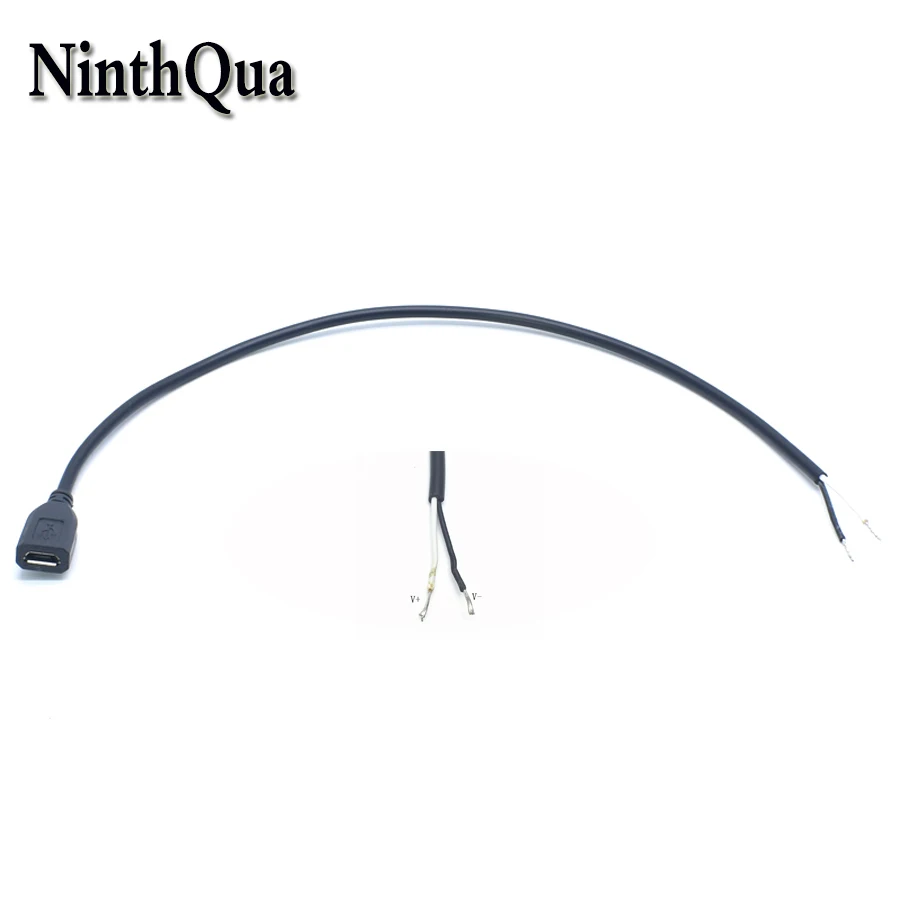 NinthQua 1 шт. 30 см 5Pin Micro USB гнездовой кабель питания 3A 2 ядра V8 черный зарядный разъем
