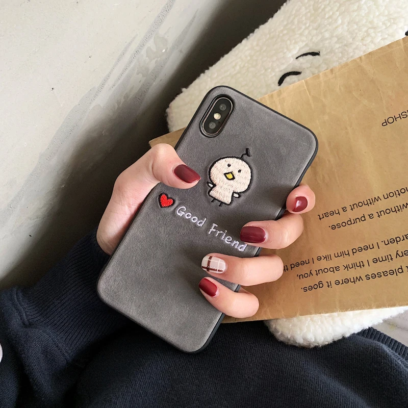 GlamPhoneCase Embroidery Good Friend Phone Case For iPhone XS Max XR 8 8plus 7 7plus 6/6S Plus Stylish Soft Tpu Back Cover |