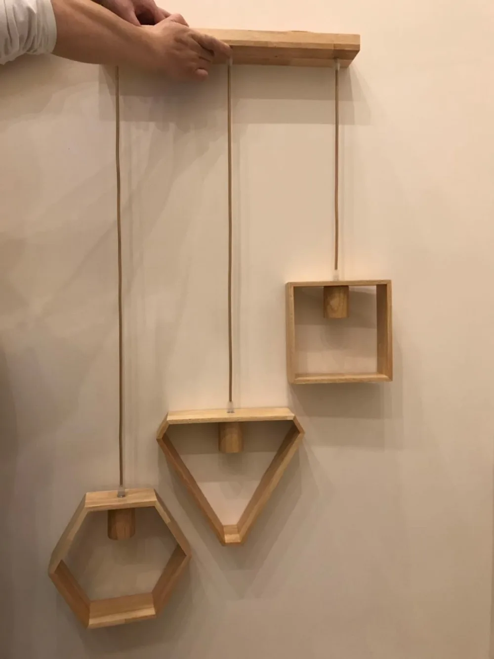 Nordic style geometric solid wood creative pendant lights for kitchen island dining room bedroom corridor aisle wooden lamp | Лампы и