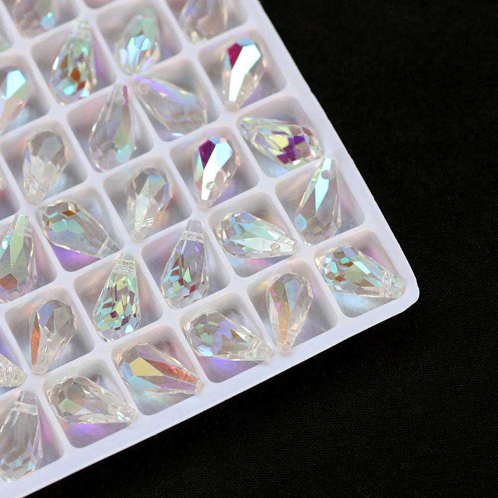 

YUANZHIRUN Faceted Crystal Droplet For Pendants 5*10/7*14/10*18/12*22mm AB Glass Drop Beads For DIY Making Jewelry Wholesale