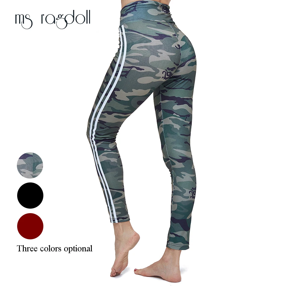 Для женщин спортивные Леггинсы Фитнес камуфляжные штаны Leggin тонкий Штаны с