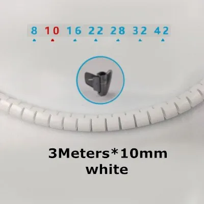 3Meters x10mm white Многоразовый кабель Органайзер провода управление протектор намотки кабеля спиральная трубка рукав Настольный шнур питания компьютера Пенал-рулон - Цвет: 3Meters x10mm white