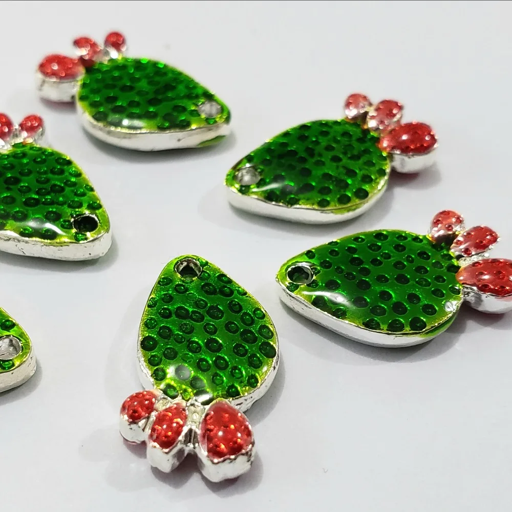 500PCS a Lot Customized Antique Silver Plated Ename Charm Custom Made Charms Cactus Small Pendant |