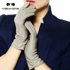 Кожаные перчатки для женщин, короткие женские перчатки из овечьей кожи, женские зимние перчатки-2081