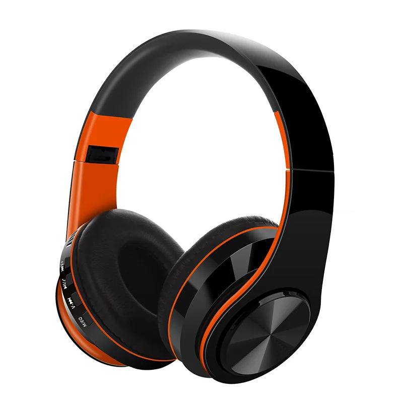 Orange Портативные беспроводные наушники Bluetooth стерео Складная гарнитура аудио Mp3 регулируемые наушники Поддержка TF карты с микрофоном для телефона - Цвет: Orange
